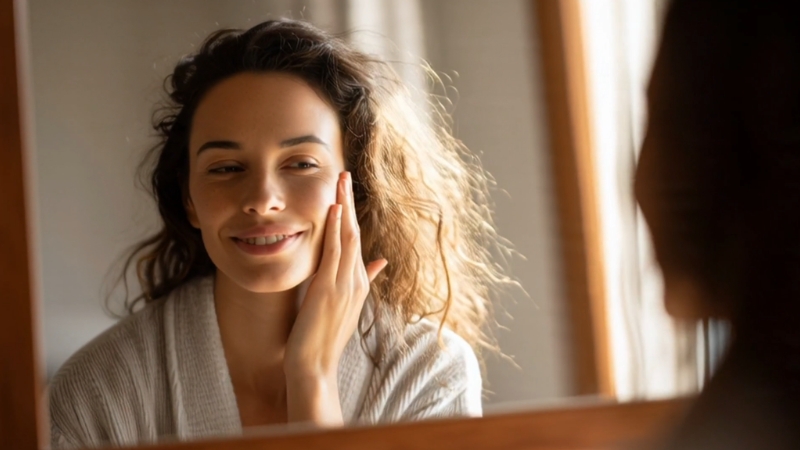Žena priprema kožu lica za celodnevnu šminku